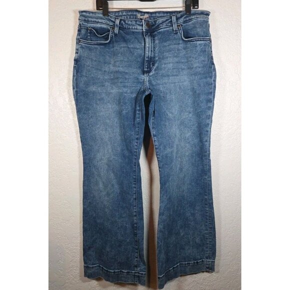 Wrangler Flare Leg Denim Trousers Size 17 X 32 Wide Hem Western Cowboy - Picture 1 of 4